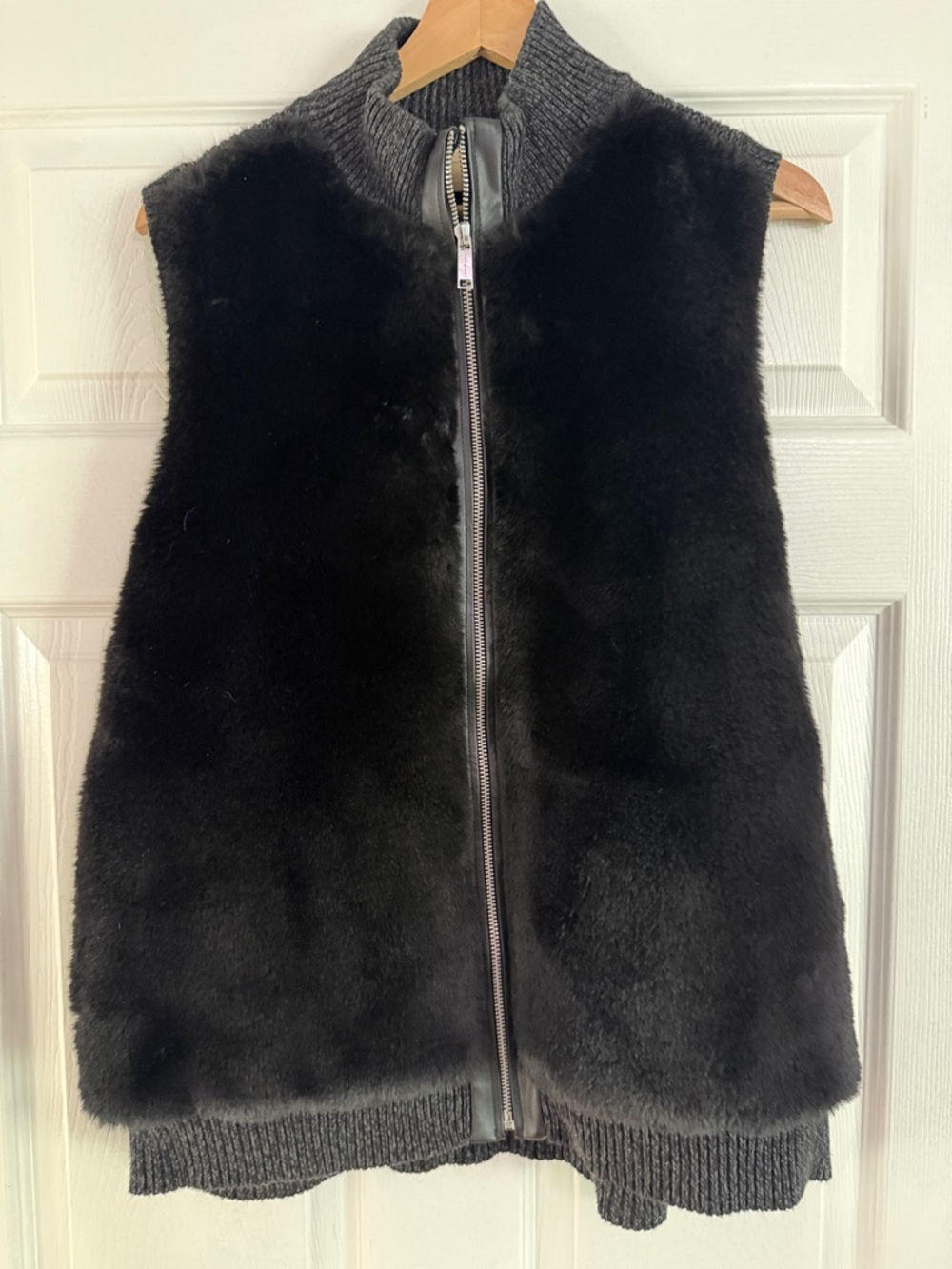 Michael Kors Black Ribbed Knit Cardigan Vest